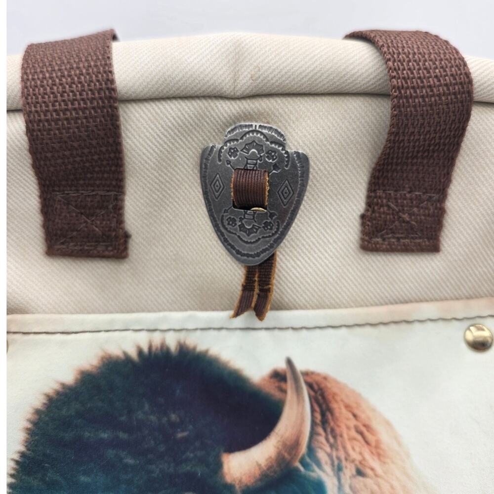 Handmade Colorado Buffalo Small Double Top Handle Backpack Purse Shoulder Straps - Picture 4 of 11